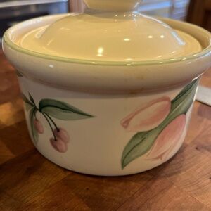 Rare PFALTZGRAFF Garden Party Ceramic dish butter tub with Lid 5” round